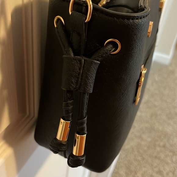 Boutique Faux Leather Black Crossbody Purse with Gold - Picture 5 of 8